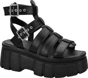 READYSALTED Faux Leather Caged Sandals for Women